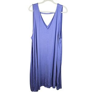 AVA & VIV Womens Plus Size 4X Purple Sleeveless V Neck Casual Tank‎ Dress